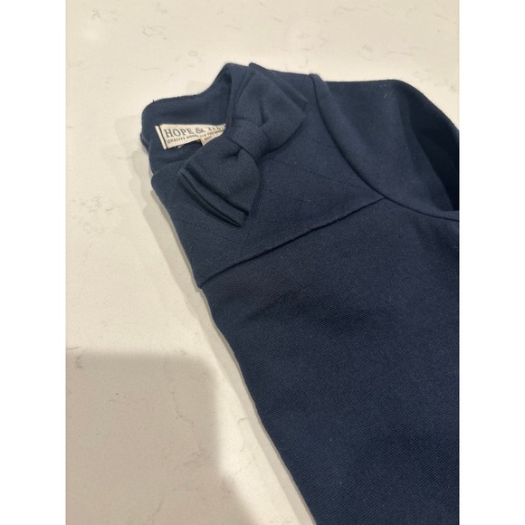 Hope & Henry Girls Navy Blue Organic Cotton Quilted Bow Dress with Elbow Patches - Picture 7 of 9